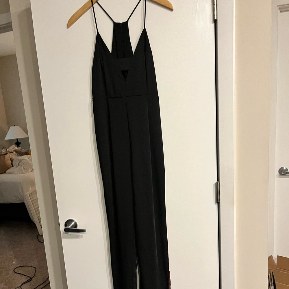 Do+Be Black Track Stripe Jumpsuit size Medium